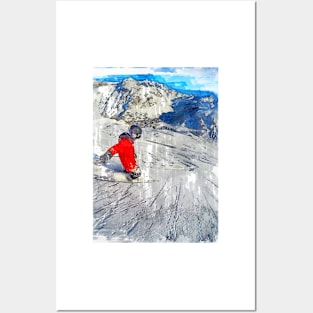 Skiing Downhill Abstract. For ski lovers. Posters and Art